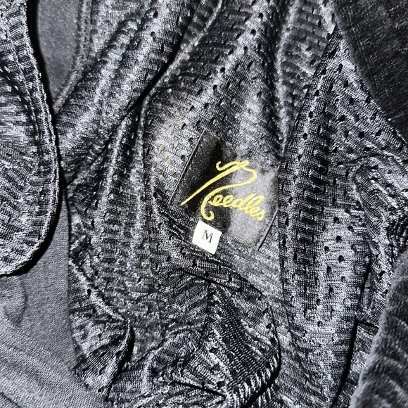 Needles Velour Black Track Pants with Teal Stripes - Picture 3 of 4